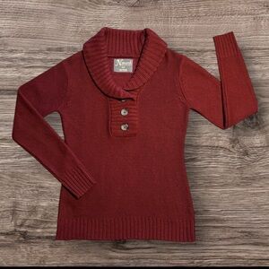 Natural Reflections Women's Burgundy Shawl Collar Button Pullover Sweater
